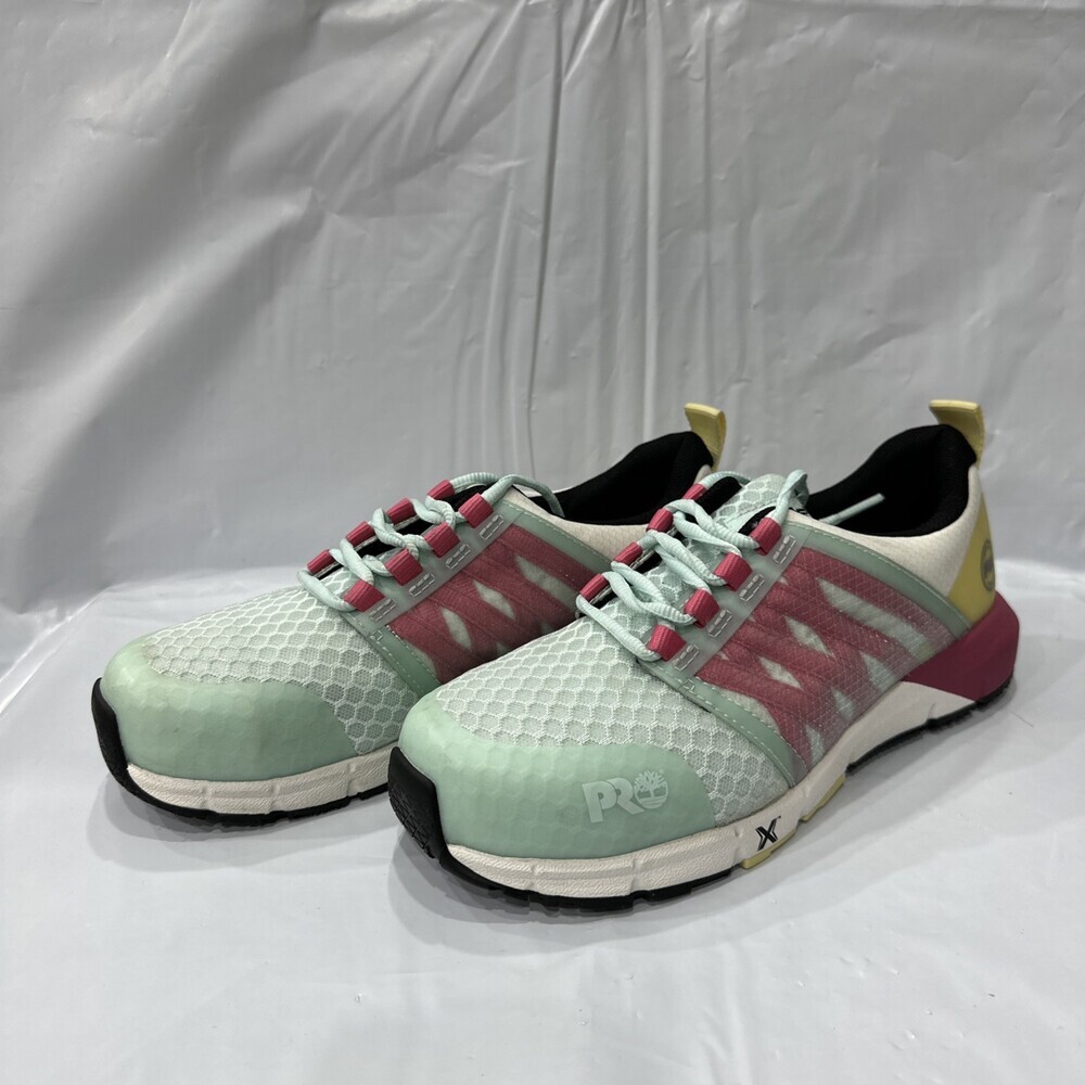 Timberland Pro Radius TB1A41GY357 Women 7.5 Sea Pink Comp Toe Work Shoes EBS1154